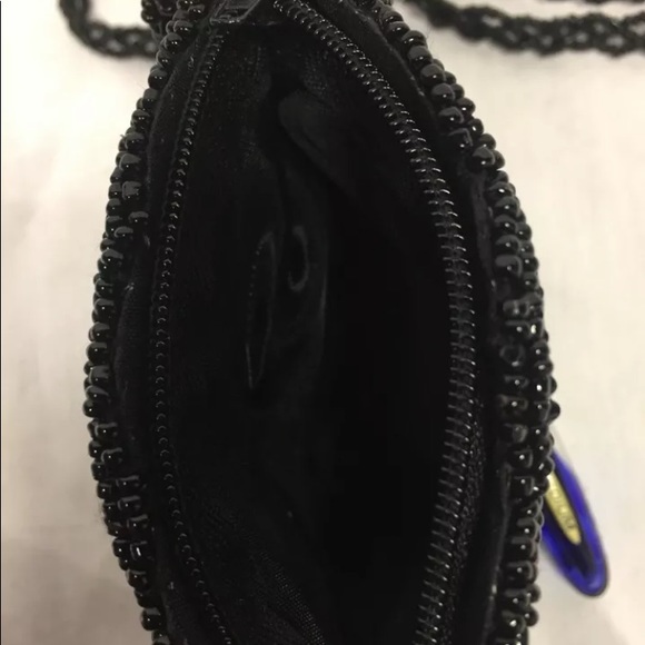 Beaded Change Purse Black W/ Beaded Shoulder Strap - Picture 3 of 3